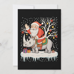 Convite Papai Noel Montado em Rinoceronte Neve Luzes de Na