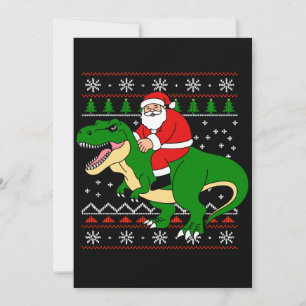 Convite Papai Noel montado em T Rex Dinosaur Natal Ugly Xm