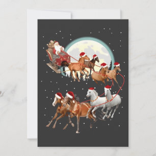 Convite Papai Noel montando cavalos, trenó equestre