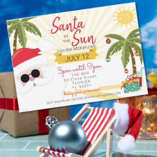 Convite Papai Noel na festa de verão australiana Natal