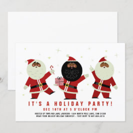 Convite Papai Noel preto dançando engraçado e fofo na fest