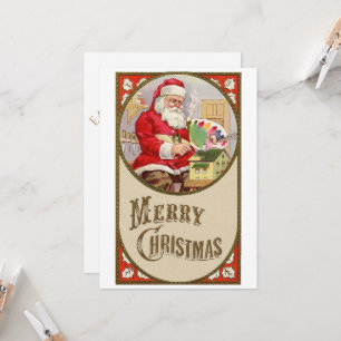 Convite Papai Noel retrô vintage com suas tintas no Natal