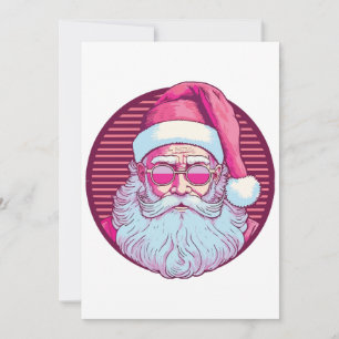 Convite Papai Noel rosa retrô vintage