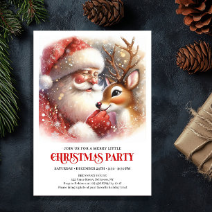 Convite Papai Noel Rudolph Festa Mágica Aconchegante Inver