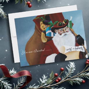 Convite Papai Noel Steampunk Fantasia de Natal Vitoriana A