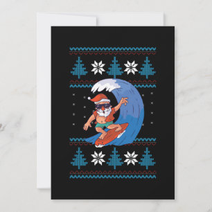 Convite Papai Noel Surfista com Óculos de Sol Divertido Pa