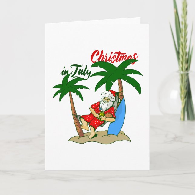 Convite papai noel tropical de julho de natal (Frente)