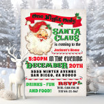 Convite Papai Noel vem à festa de Natal<br><div class="desc">Poster inspirou "Papai Noel está vindo para a cidade" uma noite só Convite de festas de Natal em um antigo fundo de roupa</div>
