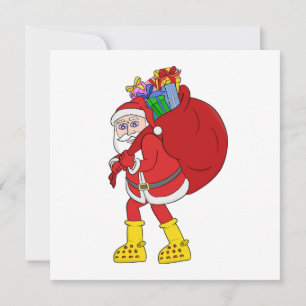 Convite Papai Noel Vestindo Botas Amarelas Grandes