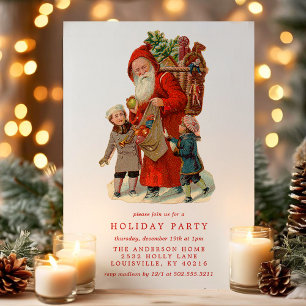 Convite Papai Noel Vintage do Velho Mundo Festa de Férias 