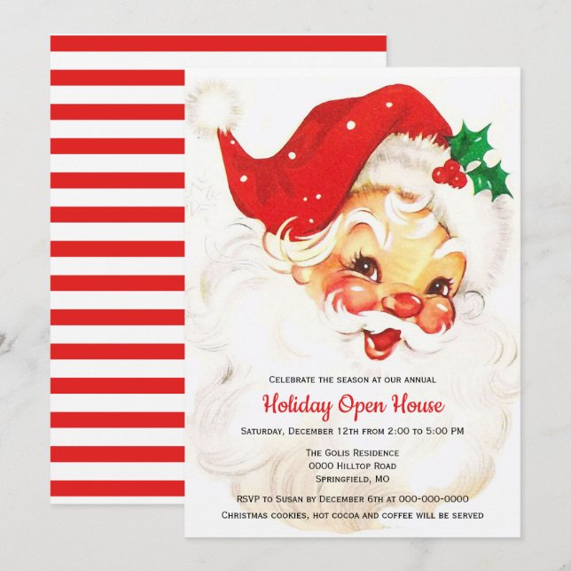 Convite Papai Noel Vintage Retrô Natal  (Frente/Verso)