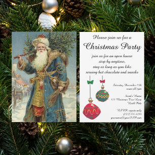Convite Papai Noel Vitoriano Antigo com Árvore de Natal