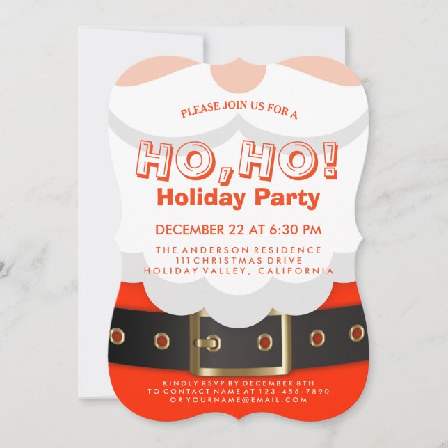Convite Papais noeis Adequam Natal Ho, Ho, Festa de Férias (Frente)