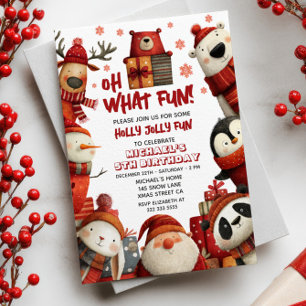 Convite Papais noeis Animais Festivos Xmas Festas de anive