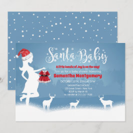 Convite Papais noeis Azul Bebê E Chá de fraldas De Natal V