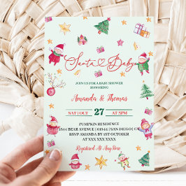 Convite Papais noeis Baby Greenery Chá de fraldas