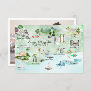 Convite Papais noeis Barbara Mapa Itinerário de Casament