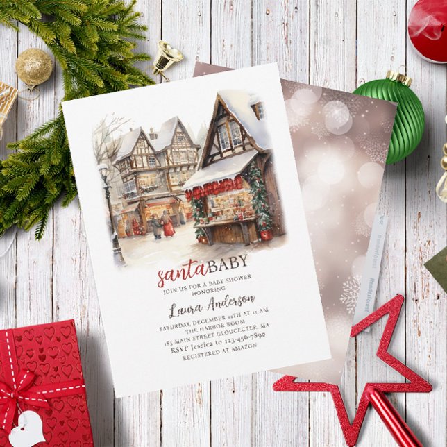 Convite Papais noeis Bebê Aquarela Feliz Chá de fraldas de (Criador carregado)