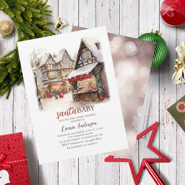 Convite Papais noeis Bebê Aquarela Feliz Chá de fraldas de (Criador carregado)