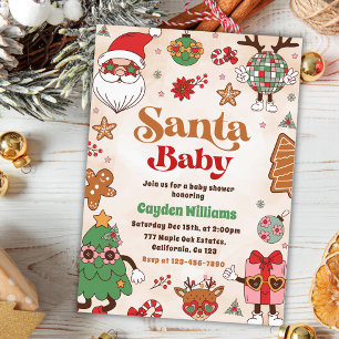 Convite Papais noeis Bebê Retro Chá de fraldas de Natal