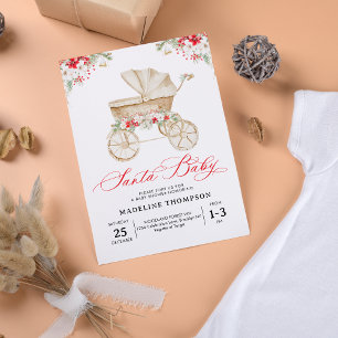 Convite Papais noeis Bebê Script de Natal Chá de fraldas