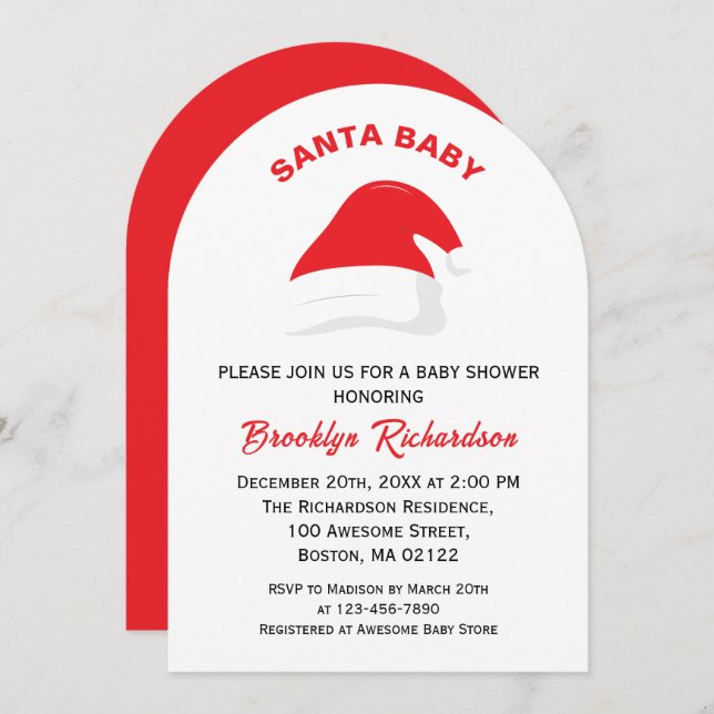 Convite Papais noeis Bebê Winter Hat Gênero Chá de fraldas (Frente/Verso)