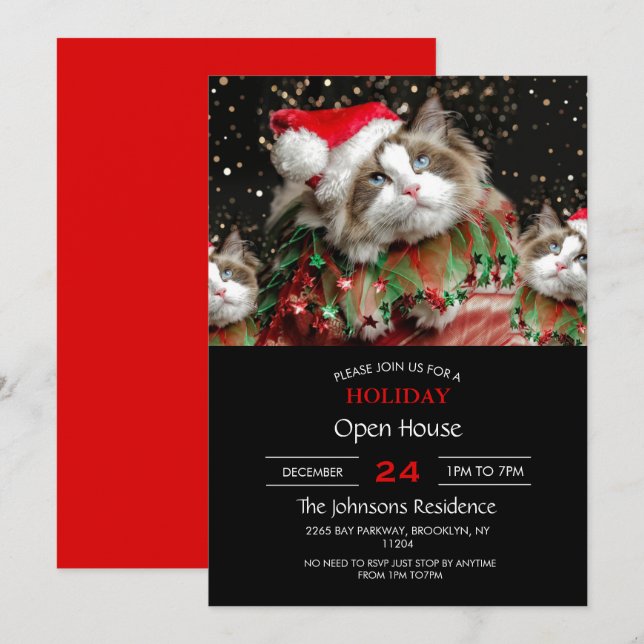 Convite Papais noeis Cat (Frente/Verso)