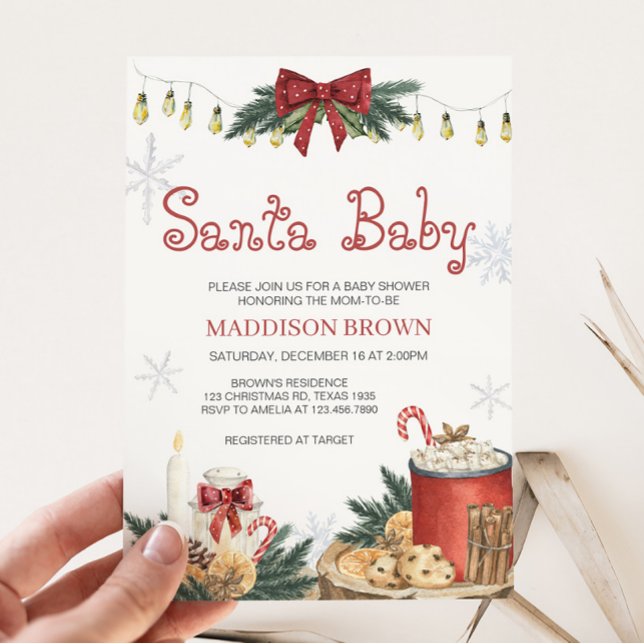 Convite Papais noeis Chá de fraldas (Winter Christmas Baby Shower Invitation)