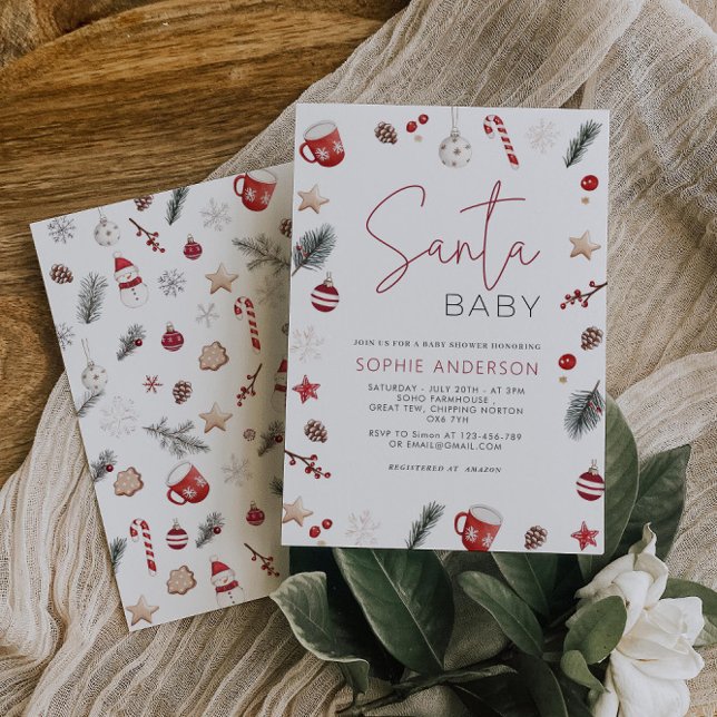 Convite Papais noeis Chá de fraldas de Natal (Criador carregado)