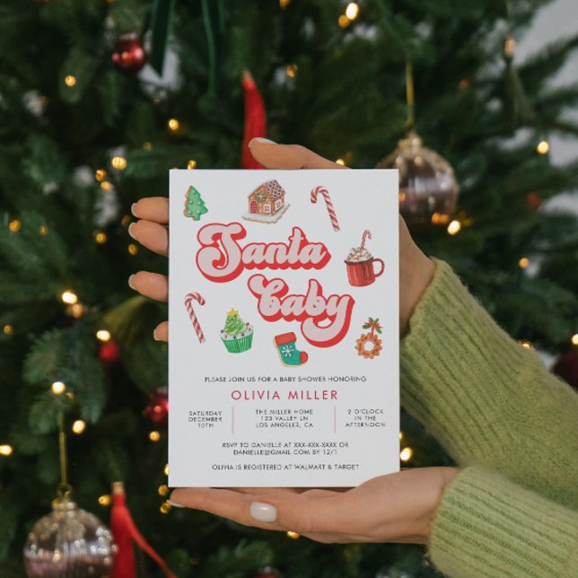 Convite Papais noeis Chá de fraldas de Natal (Criador carregado)