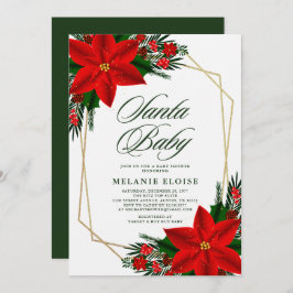 Convite Papais noeis Chá de fraldas Poinsettia Greenery Na