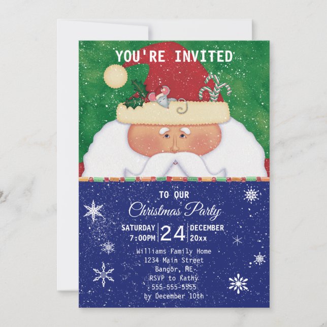 Convite Papais noeis com Festa de Natal do Mouse (Frente)