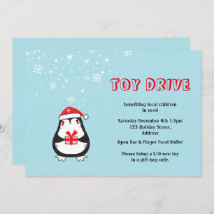 Convite Papais noeis Cute de Toy Drive Penguin