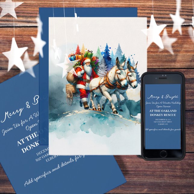 Convite Papais noeis De Aquarela Festiva Com Macacos (Enjoy this Festive Christmas design! Customize with your favorite holiday event or greeting. )