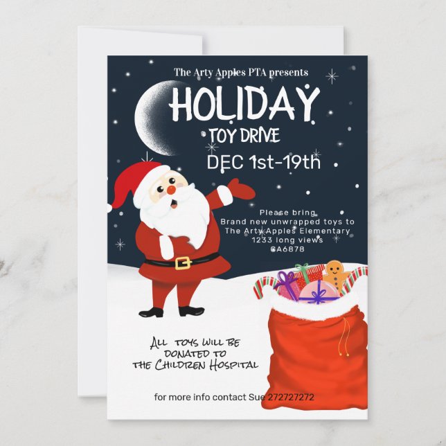 Convite Papais noeis de férias de Natal (Frente)