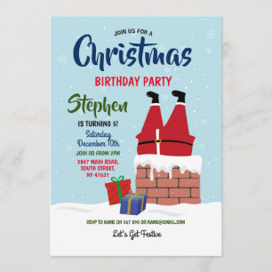 Convite Papais noeis de Festa de aniversário de Natal Chi