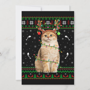 Convite Papais noeis de Iluminação do Sweater Cat Ugly Xma