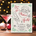 Convite Papais noeis de Natal de Cocktail desenhados à mão<br><div class="desc">Convide os seus amigos malvados ou simpáticos para esta festa de Natal fantástica com uma mão desenhada por Santa Clause com ele coquetéis de bebendo e outros rabiscos divertidos. Todas as palavras podem ser mudadas para o ajustado das suas necessidades de Natal de Férias. Para fazer mais mudanças, vá para...</div>