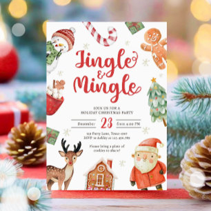 Convite Papais noeis de Natal do Feriado Jingle e Mingle