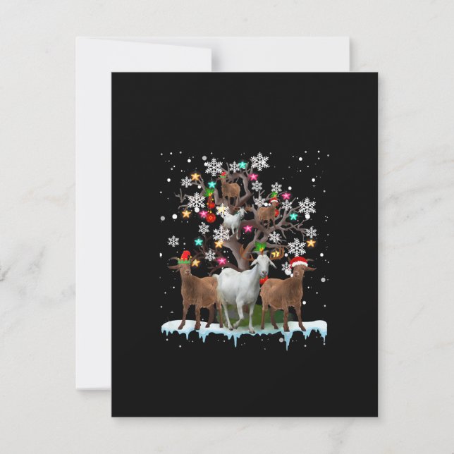 Convite Papais noeis de Natal em Árvore Goat Lover's (Frente)