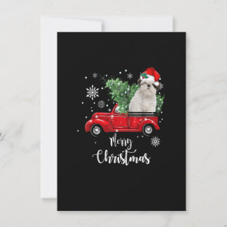 Convite Papais noeis de Natal engraçados Shih Tzu Ride Red