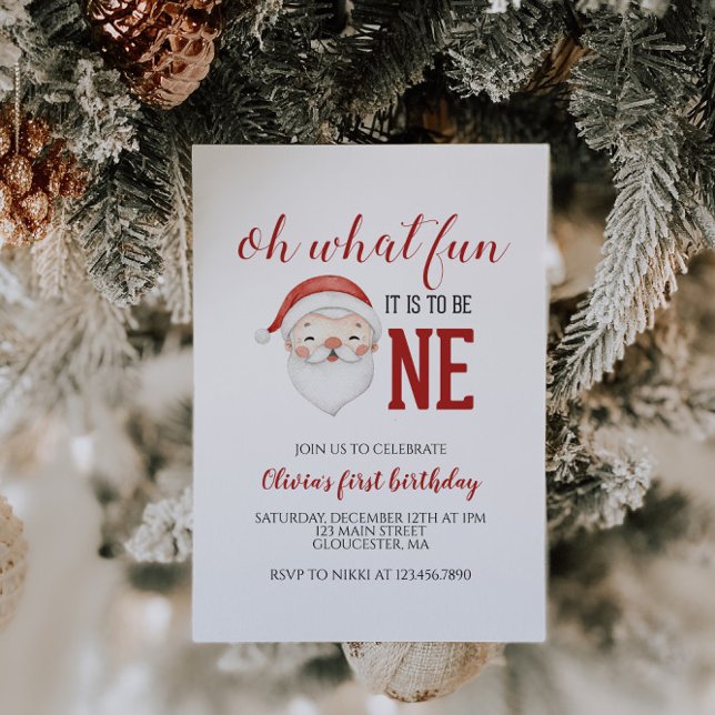 Convite Papais noeis de Natal Primeiro Aniversário (Criador carregado)
