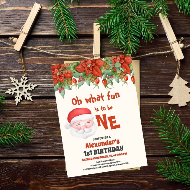 Convite Papais noeis de Natal Primeiro Aniversário (Criador carregado)