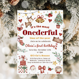 Convite Papais noeis de Natal Reindeer primeiro aniversari