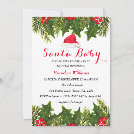 Convite Papais noeis dezembro Chá de fraldas vermelho inve