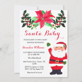 Convite Papais noeis dezembro Chá de fraldas vermelho inve