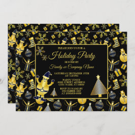 Convite Papais noeis Dourados de Natal Snowman a empatar o