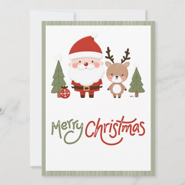 Convite Papais noeis e renas de Natal bonitos (Frente)