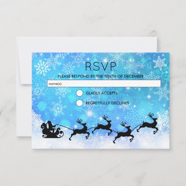 Convite Papais noeis e seu RSVP de Natal de Reindeer Voado (Frente)