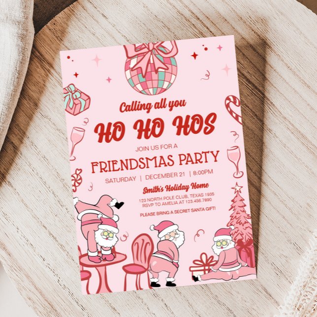 Convite Papais noeis Engraçados De Amizade Ho Hos Festa De (Funny Friendsmas Santa Christmas Party Invitation)